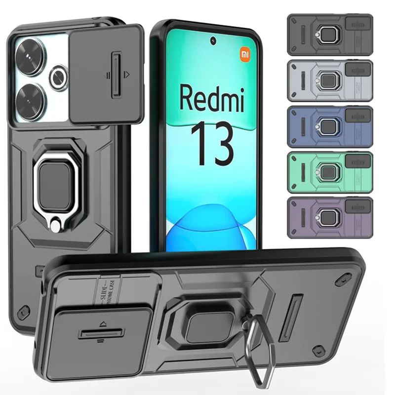 Funda a prueba de golpes para Xiaomi Redmi 13 4G Redmi 13C 5G, funda protectora con anillo, soporte magnético
