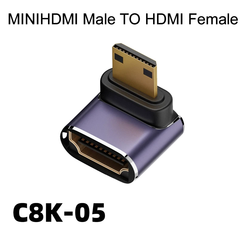Adaptador Compatible con HDMI 90 270 grados ángulo recto macho a hembra 8K HD conector Mini/Micro MicroHDMI MINIHDMI 8K/4k @ 60HZ HDTV - imagen 5
