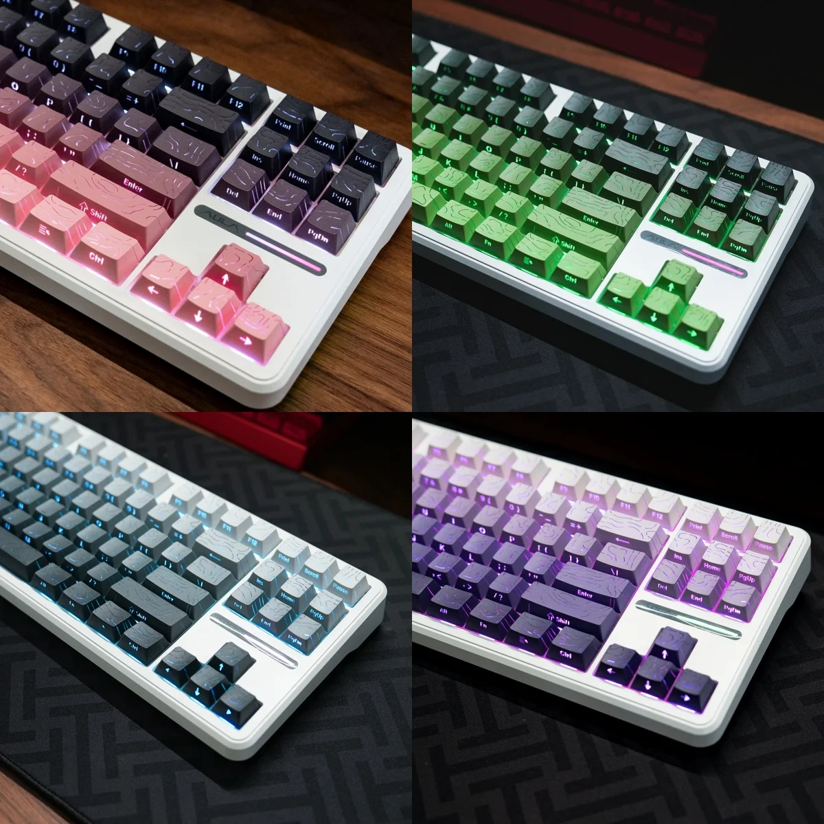 Teclas topográficas con brillo degradado, teclas de doble disparo PBT con estampado lateral, teclas Cherry 130 para interruptores MX, teclados para juegos