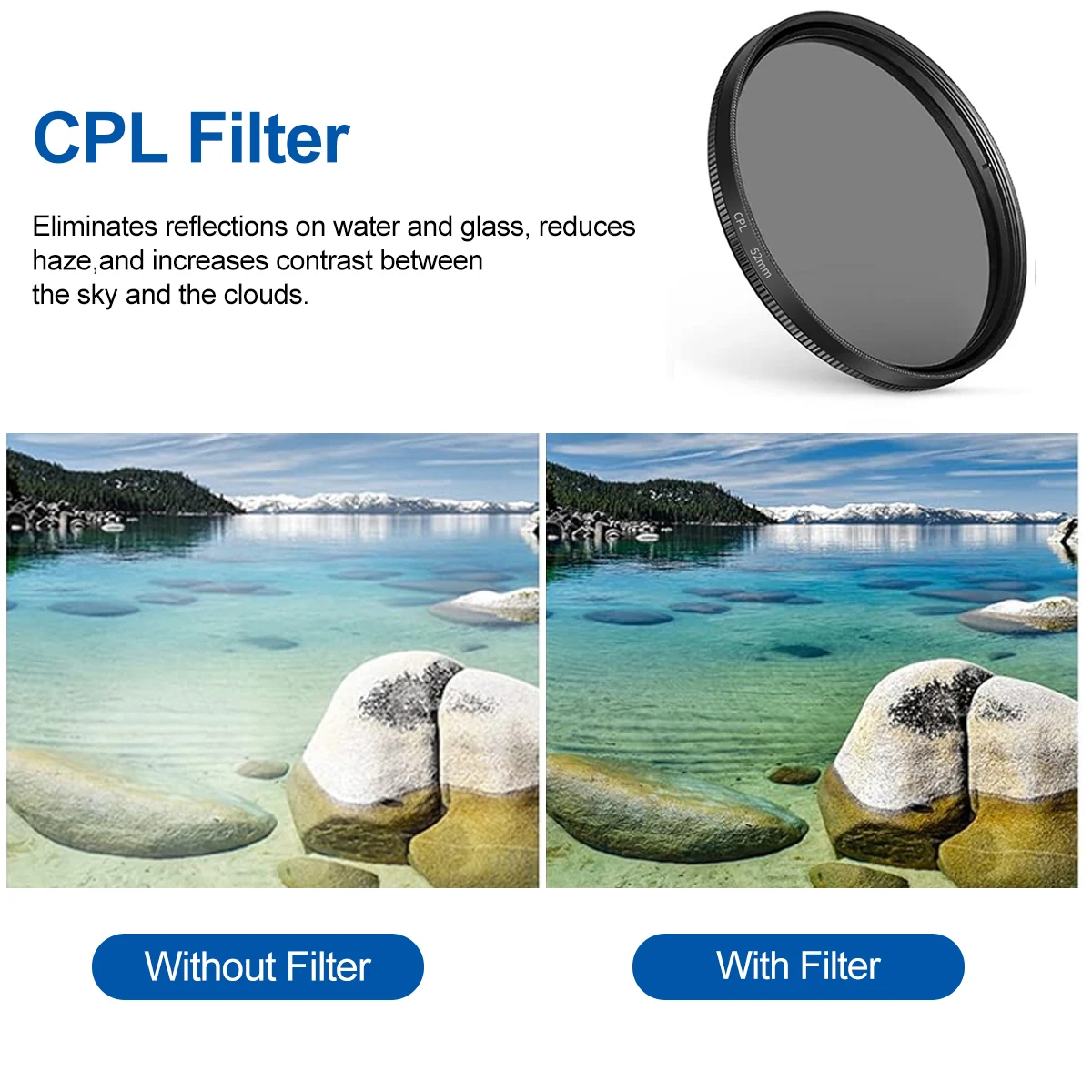 Filtro CPL Starlight de 52mm para teléfono, Clip de rosca para lente de cámara con Clip para filtros de efectos y asistente de cámara de teléfono móvil - imagen 3