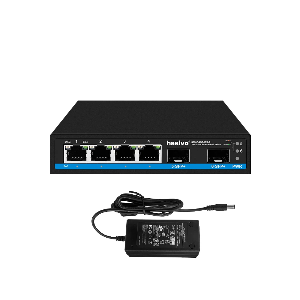 Conmutador POE no administrado Hasivo 2.5G de 4 puertos con enlace ascendente SFP Gigabit 2x10 para equipos de red - imagen 2