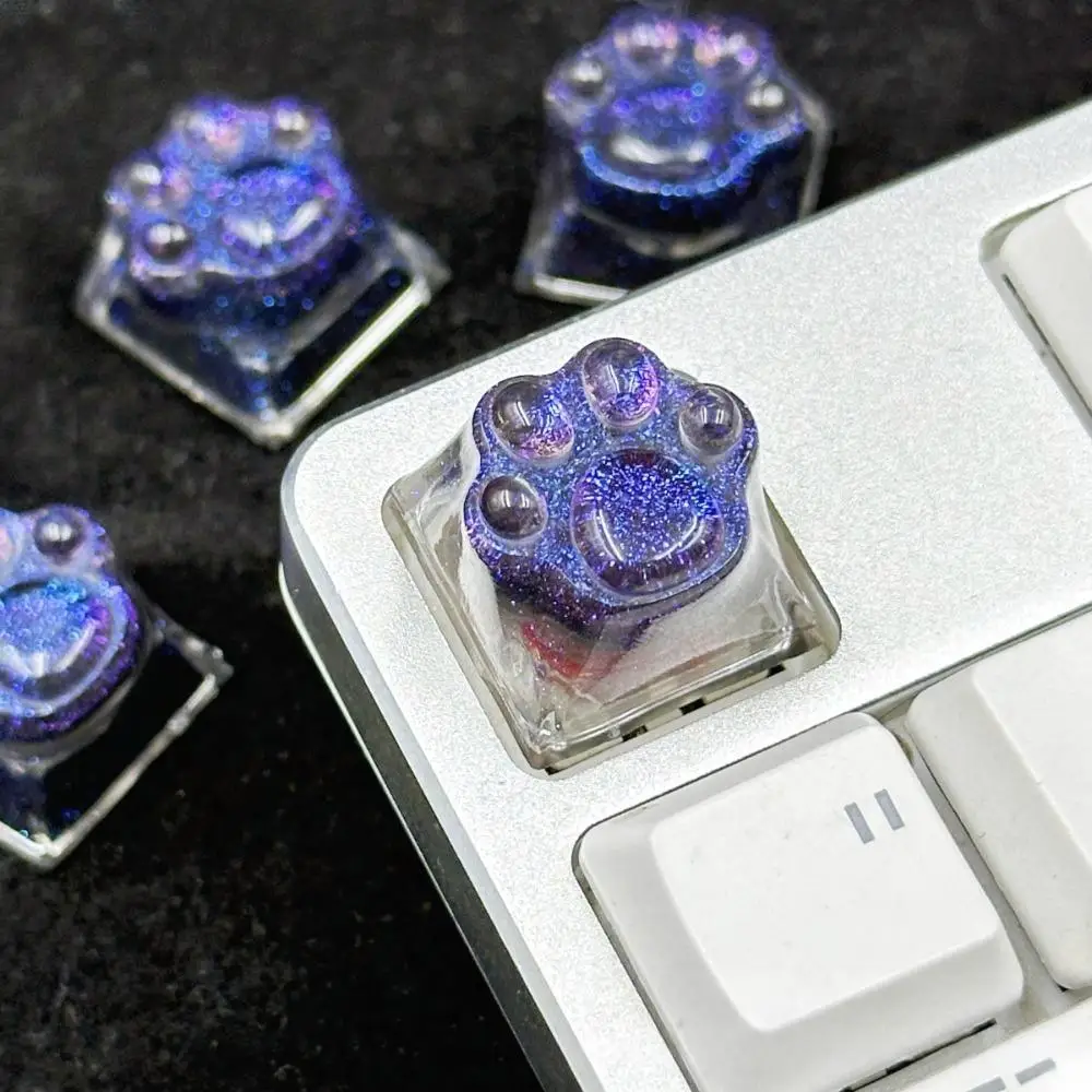 Tapa de tecla Esc, bonito garra de gato de cielo estrellado, diseño personalizado, pegamento de goteo transparente, teclas de eje transversal para teclado mecánico DIY - imagen 2
