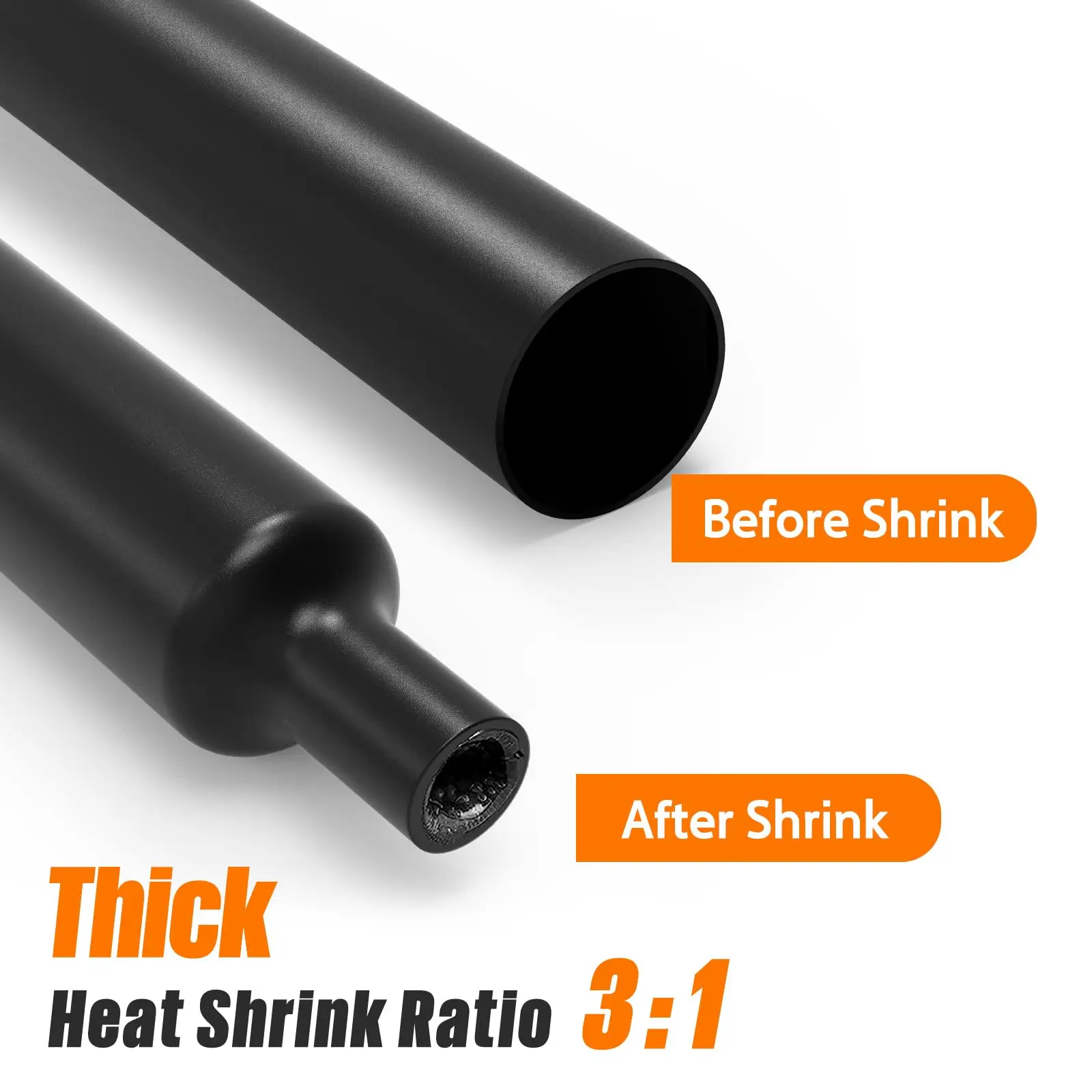 Kit de tubos termorretráctiles de 90 mm/3,54 pulgadas, 180 piezas, revestimiento adhesivo de relación 3:1, tubo de doble pared, grado marino, 7 diámetros, termorretráctil - imagen 3