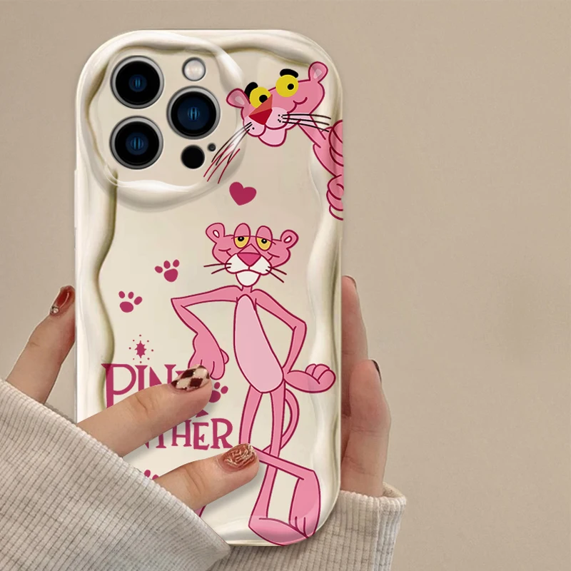Funda rosa de dibujos animados Felidae Animal 3D Wave para iPhone 16 15 14 13 12 11 Pro Max X XR XS 8 7 Plus SE 2020 cubierta transparente a prueba de golpes - imagen 4