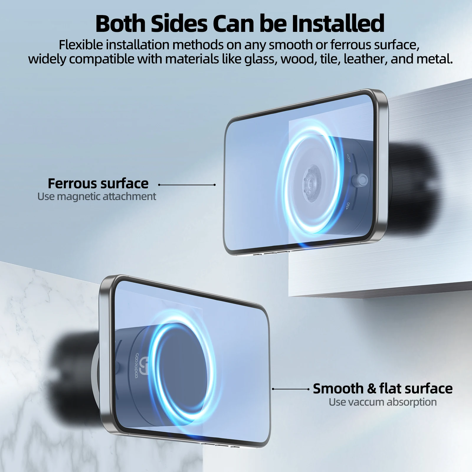 GOOJODOQ Soporte para teléfono Adsorbable Mini portátil Plegable Absorción de vacío Soporte de instalación bidireccional - imagen 3