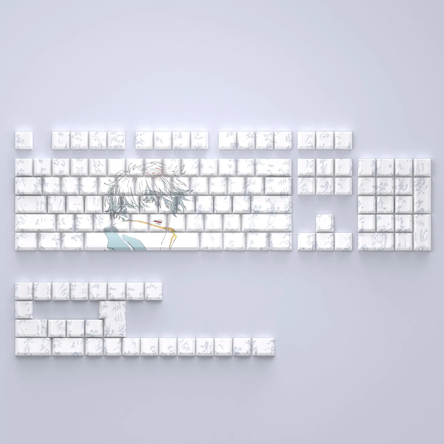 130 teclas PBT Dye Sub Cherry Anime Comic Gojo Satoru retroiluminación de impresión lateral blanca Teclado mecánico AULA F75 Anne Pro 2 - imagen 4