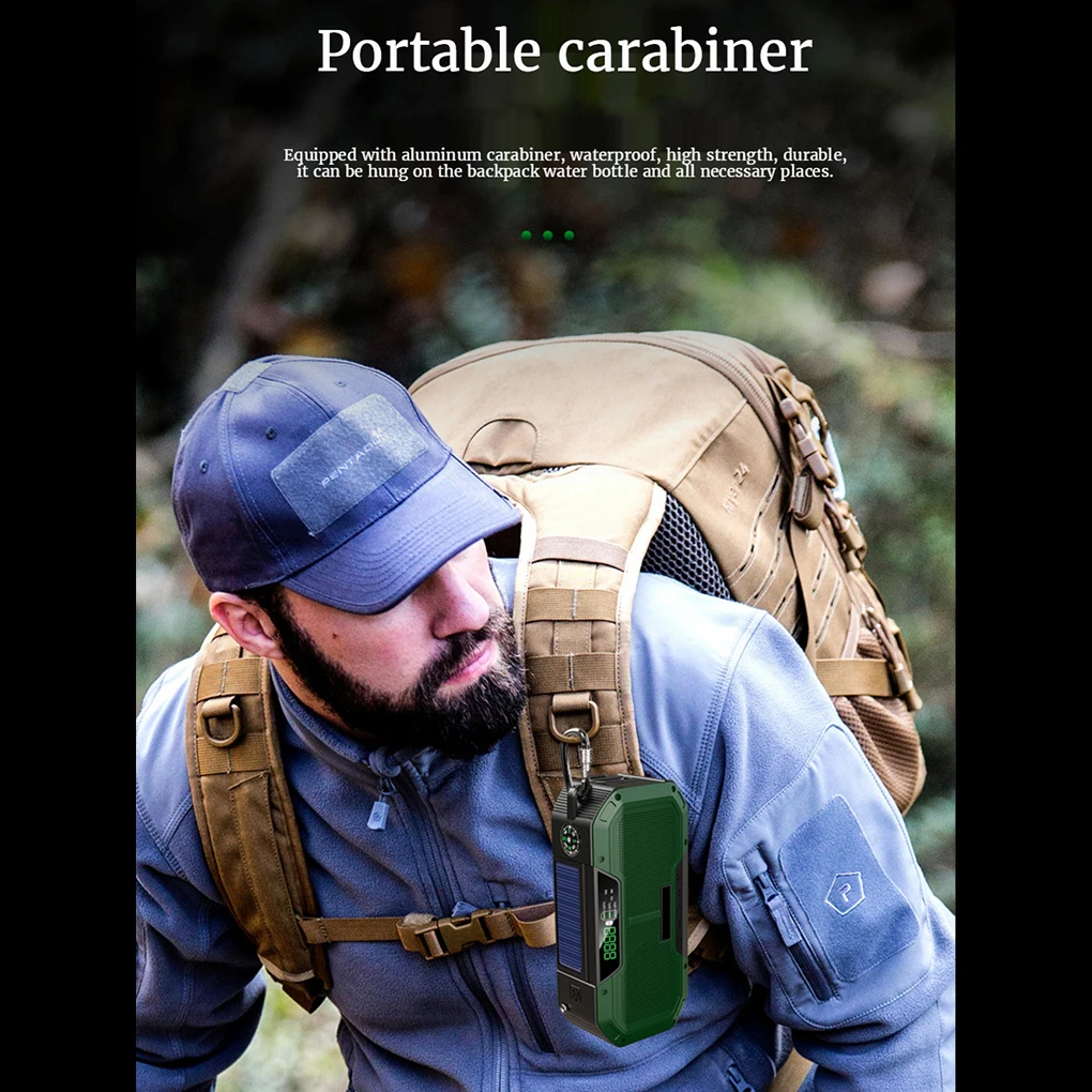 Radio de emergencia Solar con linterna, Banco de energía de manivela manual de viaje - imagen 5