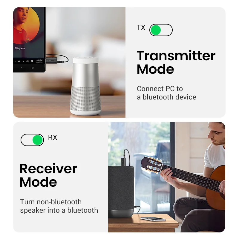UGREEN 2 en 1 Bluetooth adaptador de coche Bluetooth 5,1 transmisor estéreo receptor inalámbrico 3,5mm Aux Jack adaptador coche Kit micrófono - imagen 4
