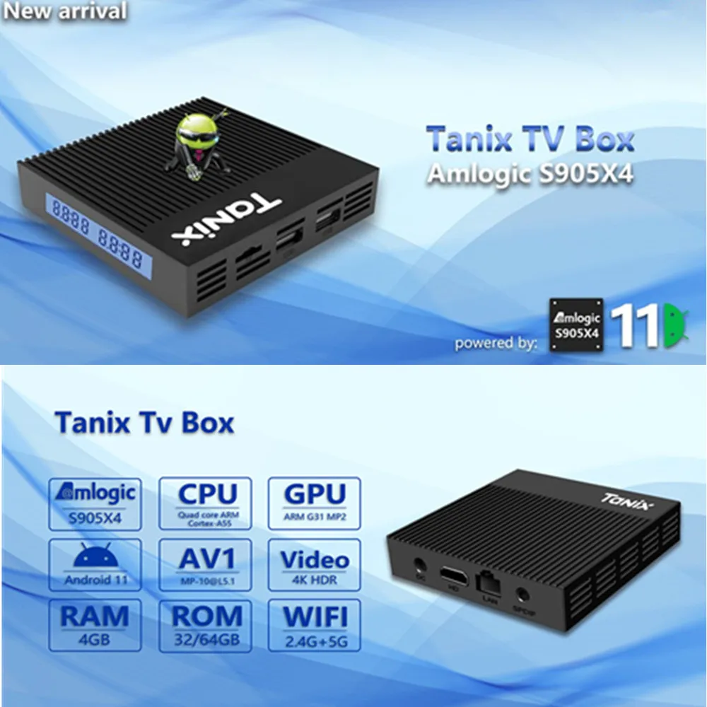 Caja de TV inteligente Tanix X4 Original Android11.0 Amlogic S905X4 4GB RAM 32GB 64GB ROM 3D BT 2,4G y 5G Wifi HDR reproductor multimedia decodificador - imagen 2