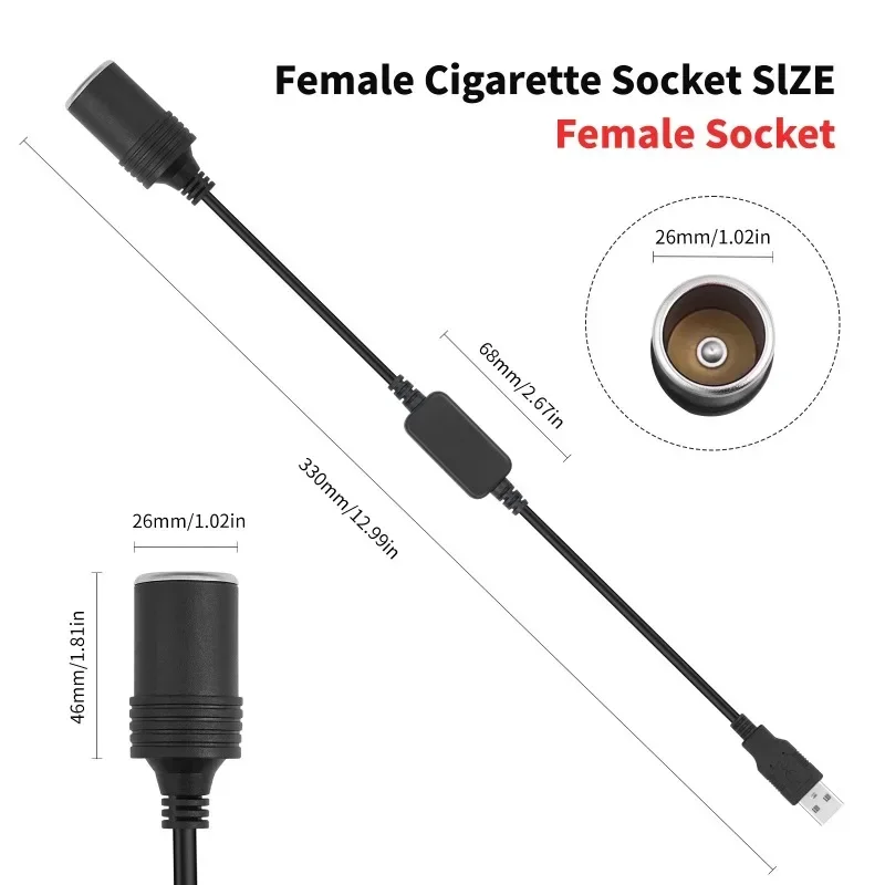 Adaptador USB de 5V a 12V, USB macho a 12V, enchufe de encendedor de coche, fuente de alimentación hembra, Cable convertidor de salida de 12V 10W - imagen 2