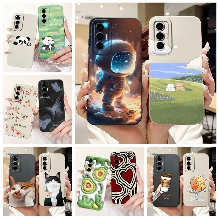 Funda de teléfono a prueba de golpes para Tecno Pova 3, cubierta de panel de caramelo elegante LF7n, Fundas suaves de 6,9 pulgadas, Coque mate