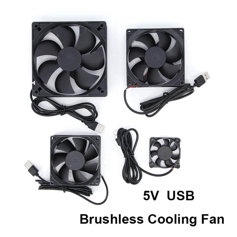 Ventilador de refrigeración sin escobillas de 5V, ventilador USB, Enfriador de caja de ordenador, radiador de CPU PBT impregnado por aceite, ventilador USB, dispositivos USB para PC