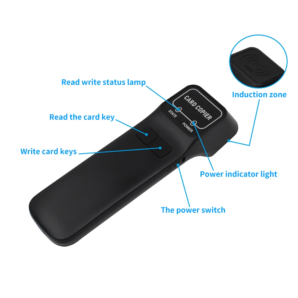 Lector de tarjetas duplicador RFID, 125KHz, EM4100, copiadora, escritor, programador de vídeo, T5577, ID regrabable, Keyfobs, EM4305, tarjetas de etiquetas - imagen 3