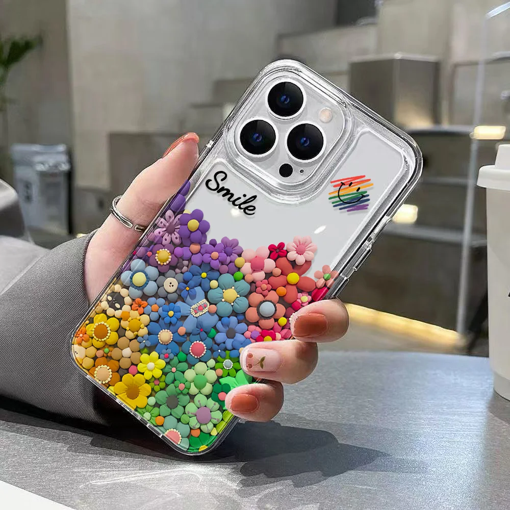 Funda de teléfono con flores para iPhone 13 11 16 15 Pro Max 14 12 16E 16promax 15promax 14promax Funda de silicona TPU suave transparente - imagen 2