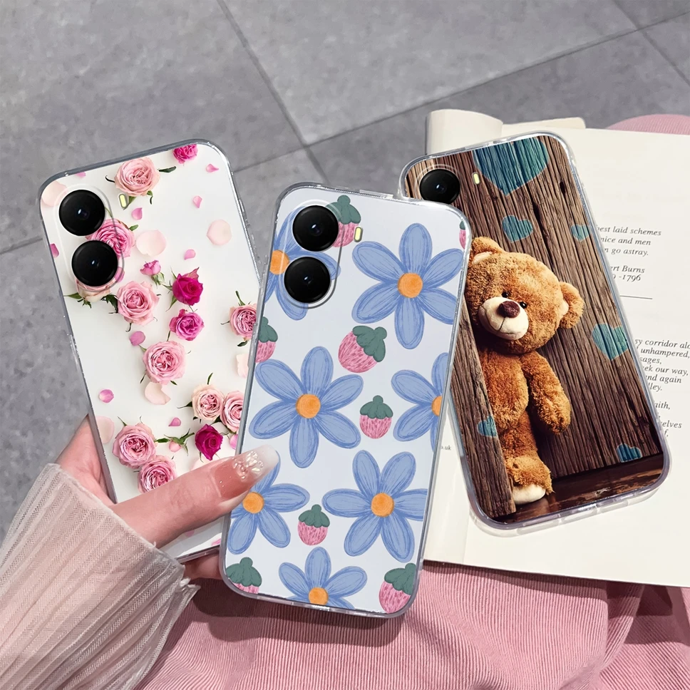 Funda para Xiaomi Poco X7 Pro Redmi Turbo 4, Fundas protectoras transparentes de TPU suave con bonita flor para Xiaomi Poco X7Pro, Fundas Capa - imagen 4