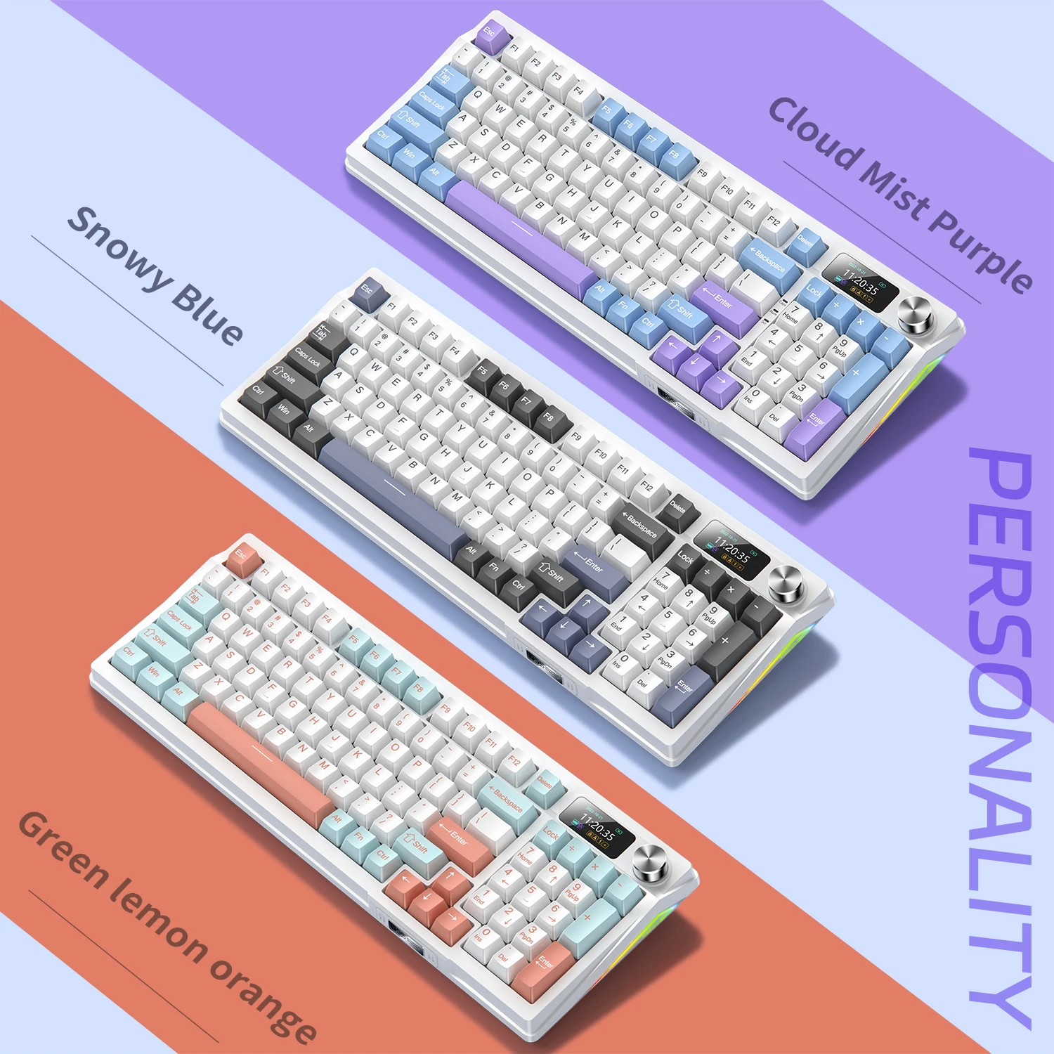 Teclado mecánico para juegos, modo triple, pantalla multibotón personalizada, teclado inalámbrico RGB Esports con pantalla inteligente TFT - imagen 2