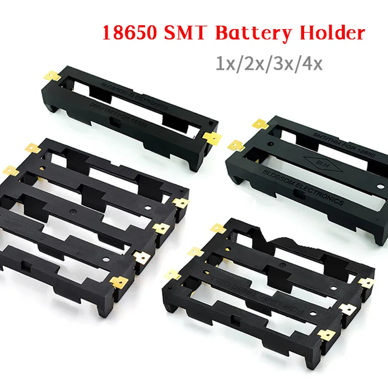 Soporte de caja de batería 18650 SMT 1S 2S 3S 4S 1 2 3 4 SMD contenedor de caja de baterías de iones de litio con pines de bronce para luz Led DIY