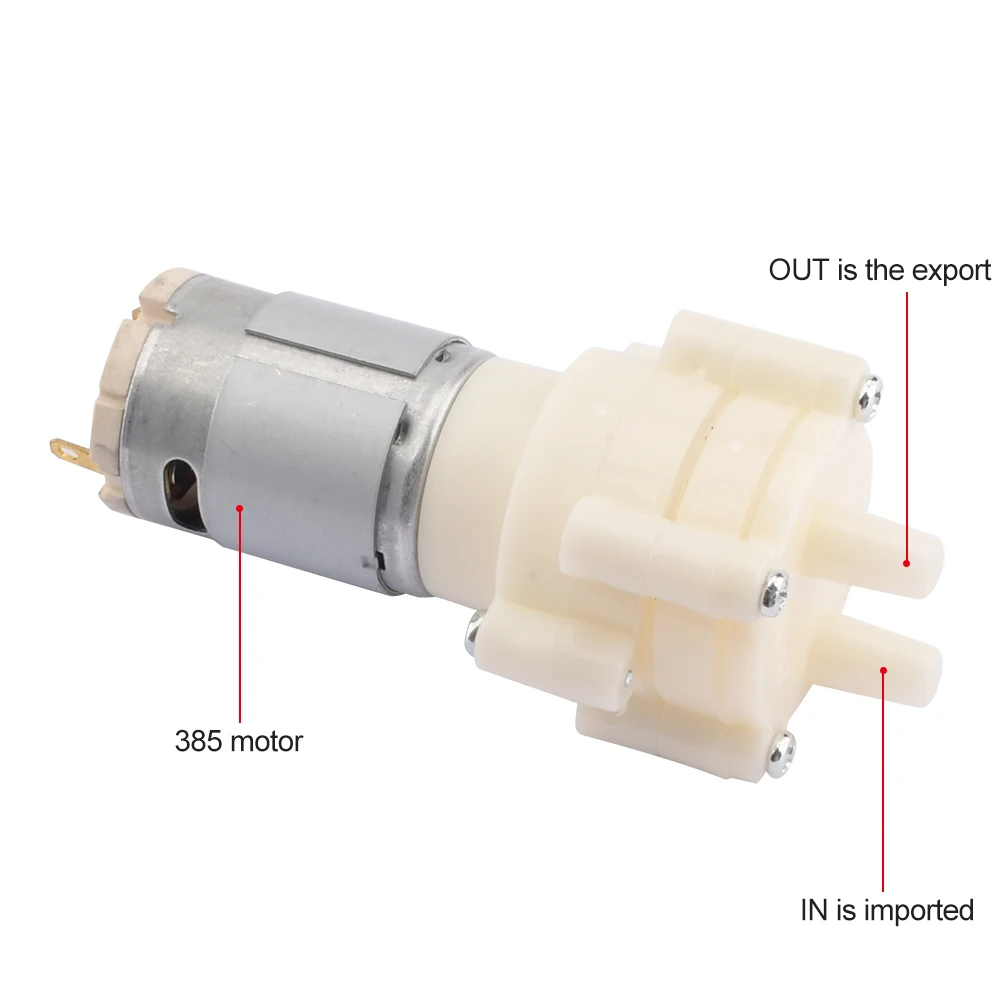 DC6-12V R385 Micro bomba acuarios y peceras bombas de diafragma CC neumáticas redondas accesorios de bombas de aire de acuario 1,5-2L/Min - imagen 3