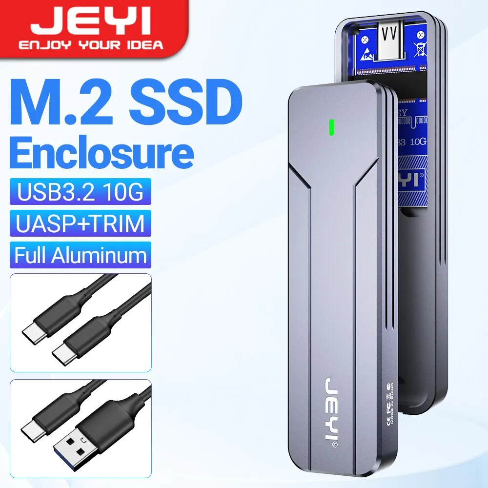 JEYI-carcasa SSD M.2 NVMe NGFF, carcasa de aluminio completo, USB 3,2 Gen 2, PCIe de 10Gbps o SATA 6Gbps m-key b-key M.2, compatible con embellecedor UASP - imagen 2