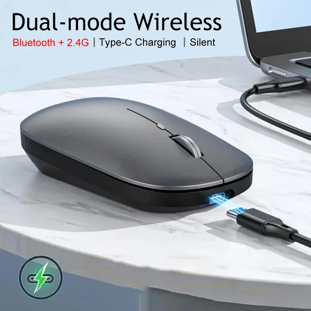 Ratón inalámbrico de modo Dual, Bluetooth 2,4G, carga tipo C, clic silencioso, ratones portátiles, ratón ergonómico para juegos para ordenador de oficina - imagen 2