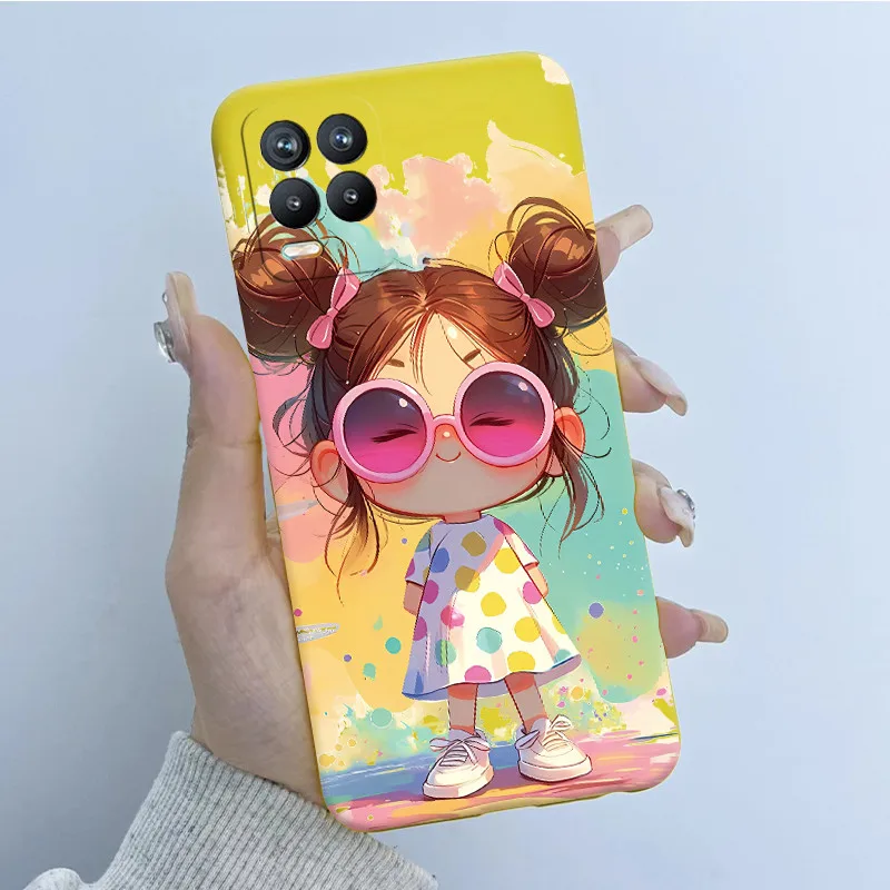 Para Realme 8 Pro 8S 4G 5G funda de teléfono diseño de niña de las flores carcasa trasera de silicona suave TPU para Realme8 4G 5G RMX3085 RMX3241 - imagen 2