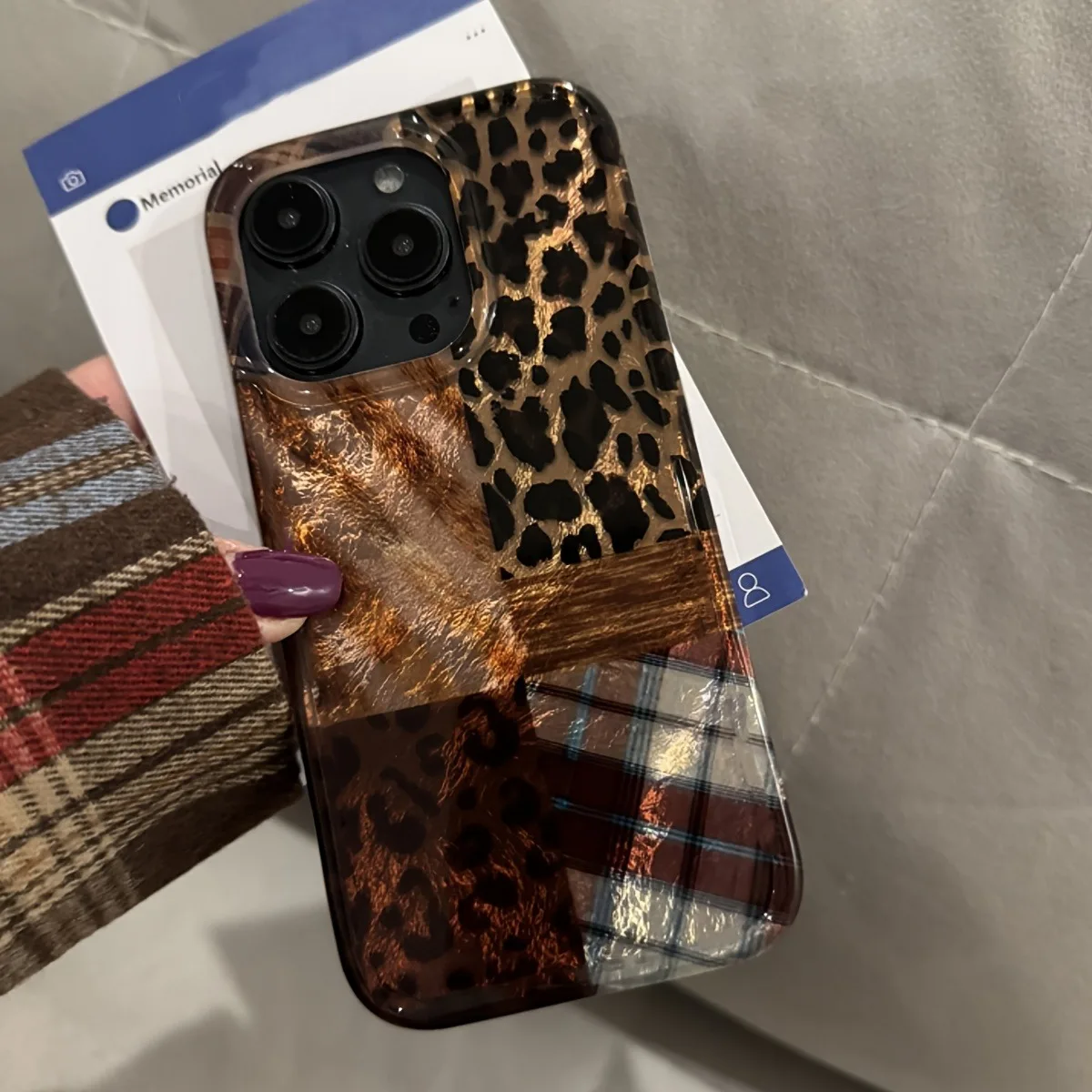 Funda de teléfono con diseño de papel de aluminio y estampado de leopardo de alta gama para iPhone 17 Pro Max 17 Air 16E 16 15 14 13 12 11 7 8 Plus XS XR 17 - imagen 2