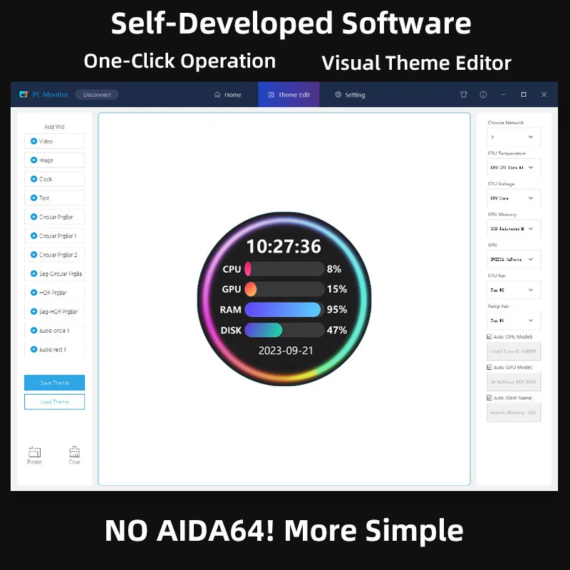 Monitor USB de 2,1/2,8 pulgadas, pantalla de refrigerador de agua para PC, LCD secundario, 480x480, análisis de espectro de música, NO AIDA64 - imagen 4