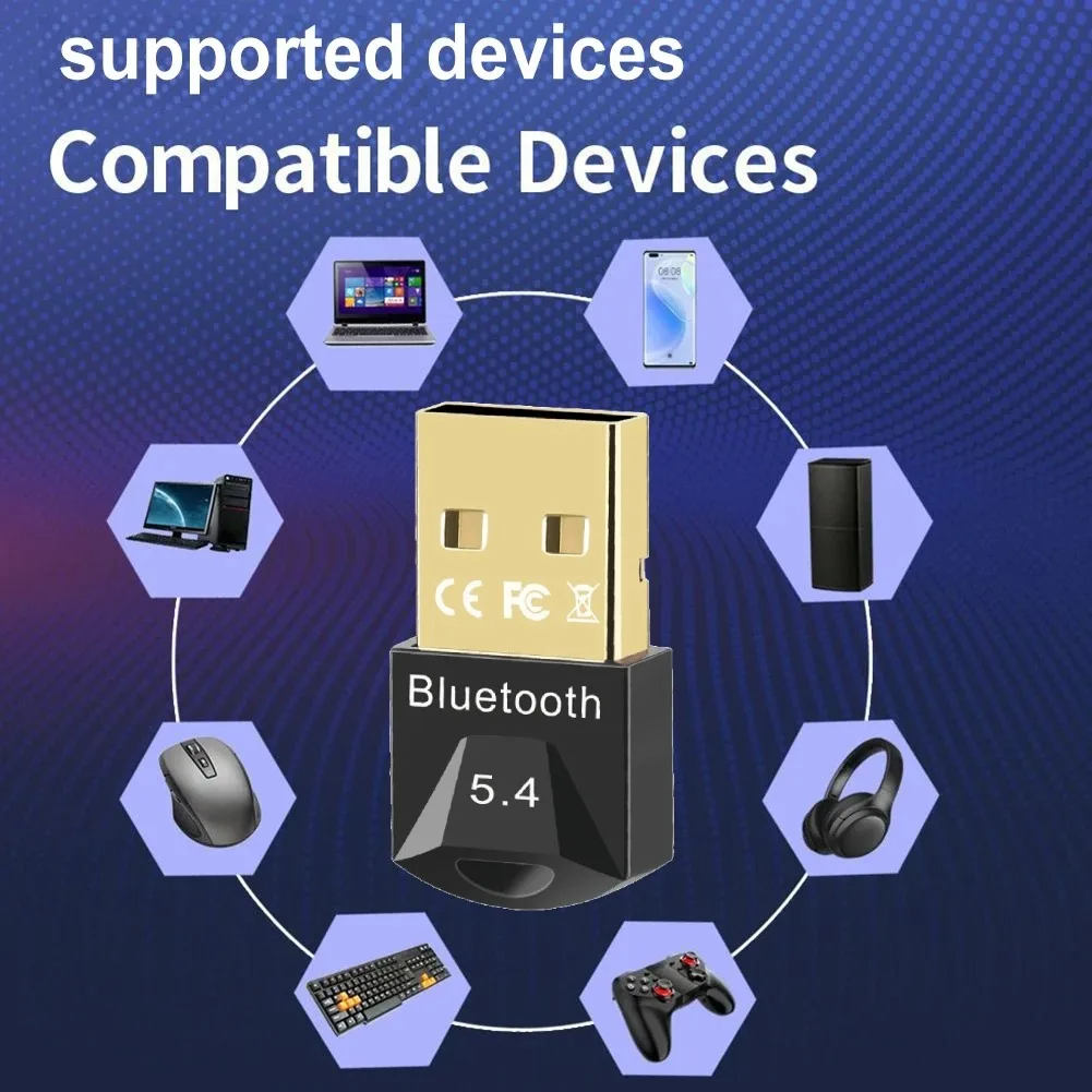 Adaptador USB Bluetooth 5,4 para coche, Dongle 5,3, receptor de Audio, altavoz para PC, ratón inalámbrico, auricular, teclado, transmisión de música - imagen 3