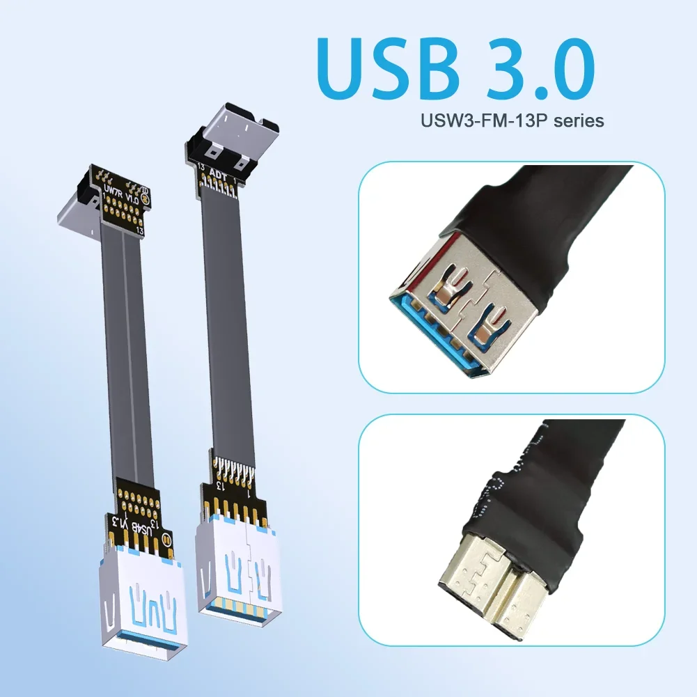 Up Down 90 ángulo ultrafino Micro USB 3,0 macho a tipo A hembra FPV Cable de datos de cinta plana Micro-USB FPV adaptador extensor aéreo - imagen 2