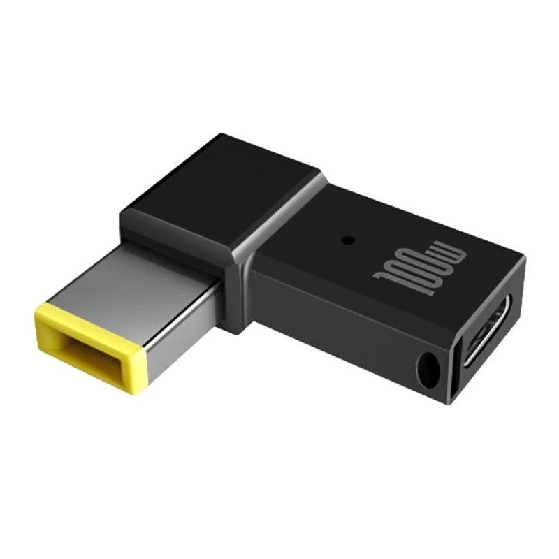 Adaptador PD tipo C de 100W, convertidor de enchufe hembra a punta cuadrada, Cable de carga rápida USB-C para conector de alimentación CC Lenovo Thinkpad
