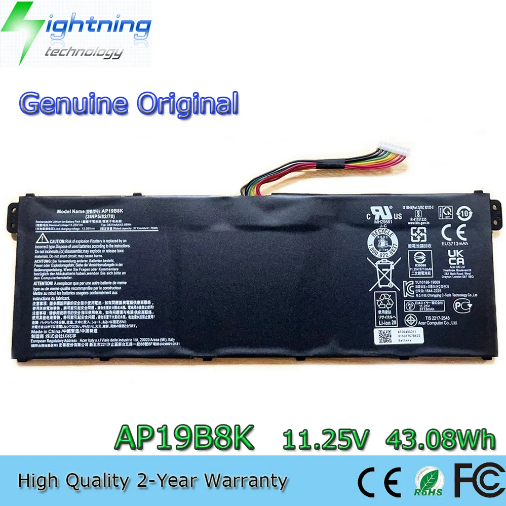 Batería Original para ordenador portátil AP19B8K 11,25 V 43.08Wh 3831mAh para Acer Chromebook CB315-3H Aspire 3 A314 A315 A317 3INP5/82/70