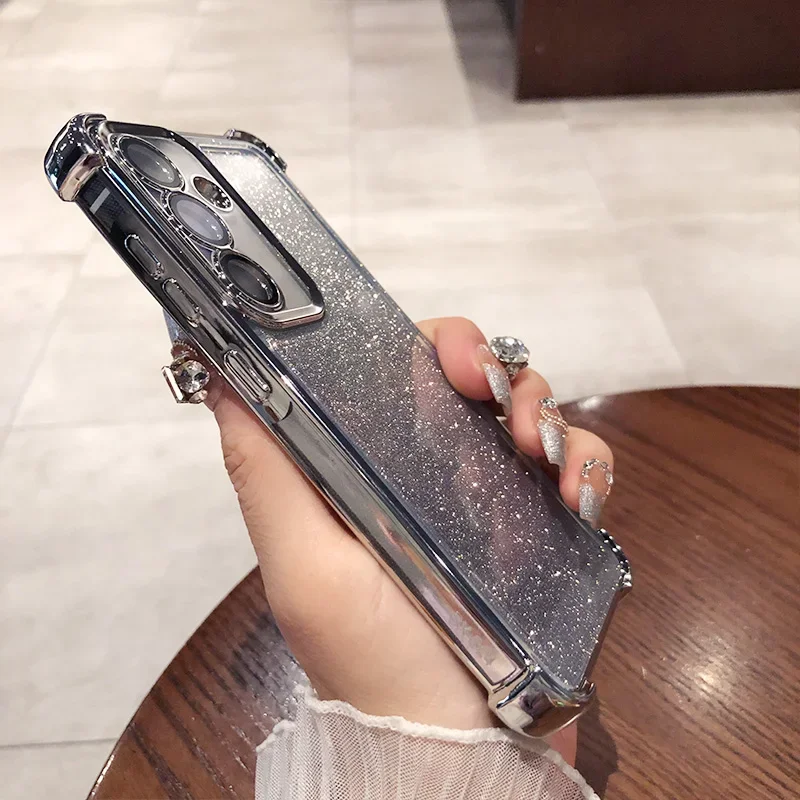 Glitter para Samsung S25 funda chapada para Galaxy S25 Ultra S24 FE S23 Plus A55 A54 A53 cubierta protectora de película de lente transparente suave - imagen 4