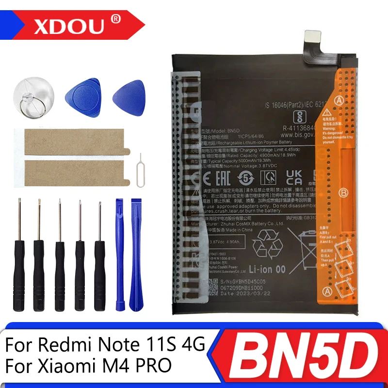 Nueva batería BN5D 5000mAh para Xiaomi Redmi Note 11S 11 S 4G / M4 PRO 4G baterías de repuesto para teléfono