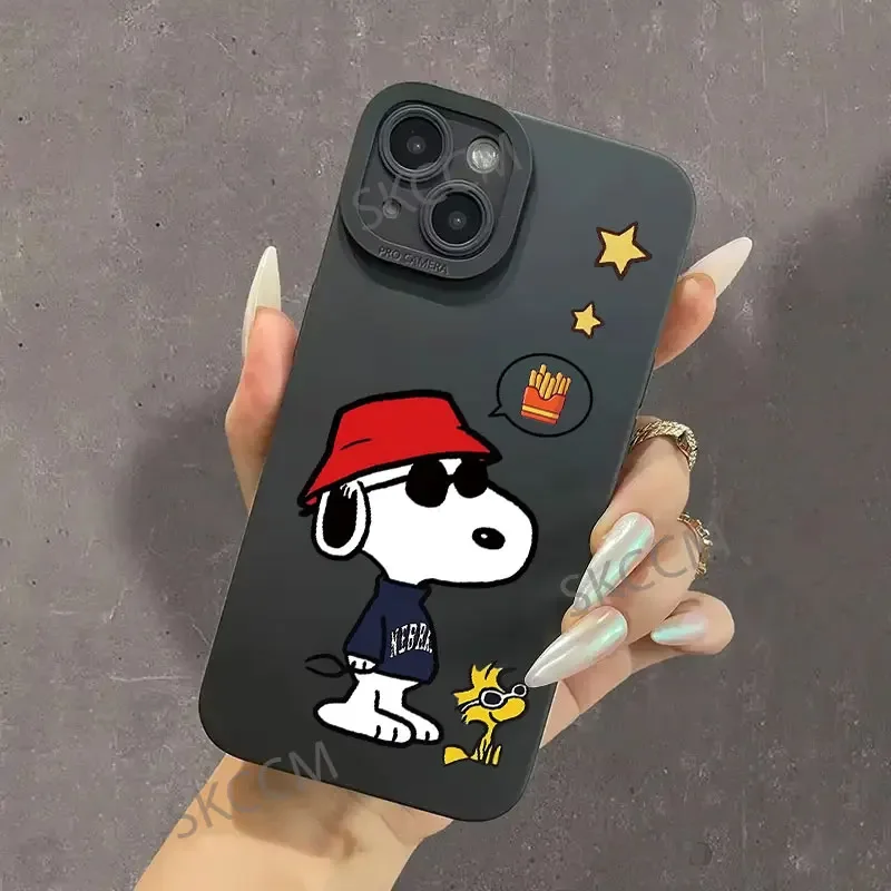 Funda de teléfono con dibujos animados de Snoopy, cubierta bonita a prueba de golpes para iPhone 16, 15, 14, 13, 12, 11 Pro Max, 12, 13 Mini, X, XR, XS MAX, 8, 7 - imagen 2