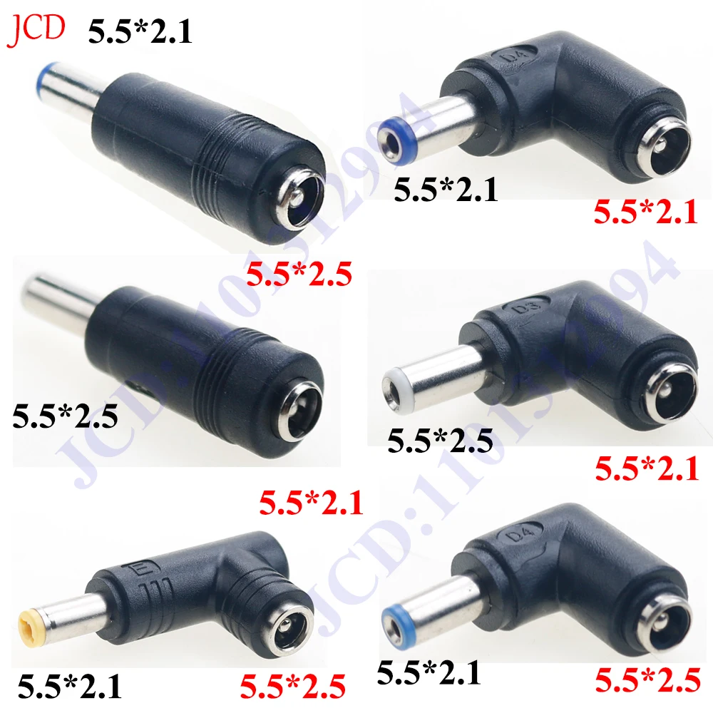 Conector macho de 90 grados para ordenador portátil, adaptador de corriente de CC de ángulo recto, 2 piezas, 2,1 5,5 x/2,5 MM, 5,5x2,1/2,5 MM - imagen 2