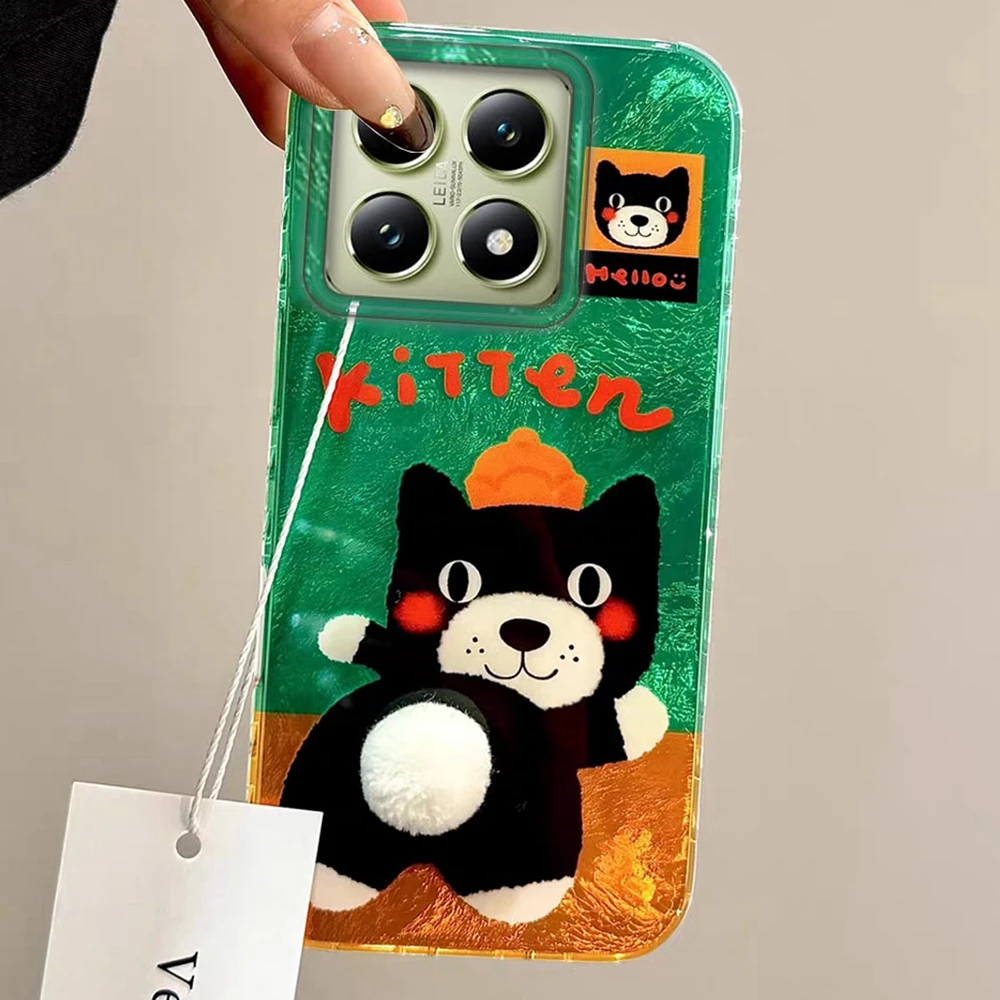 Funda de teléfono con diseño de vórtice degradado de dibujos animados de perro gato para Xiaomi 14T 13T 11 Lite NE Poco X5 M6 X6 X7 X3 Pro NFC C65 C61 M5S - imagen 2