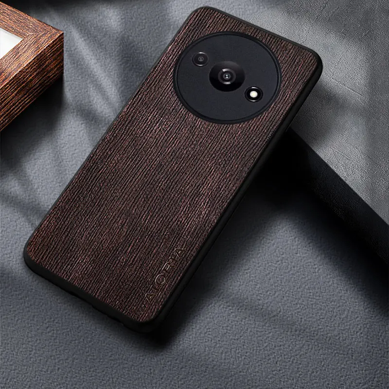 Funda para Xiaomi Redmi A3 4G patrón de madera de lujo Premium PU piel sintética - imagen 2