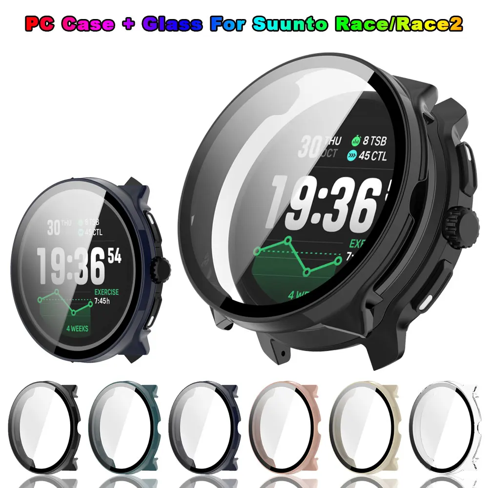 Funda de PC para Suunto Race, película de vidrio templado antiarañazos, cubierta protectora de parachoques para Suunto Race 2 Race2, película de vidrio
