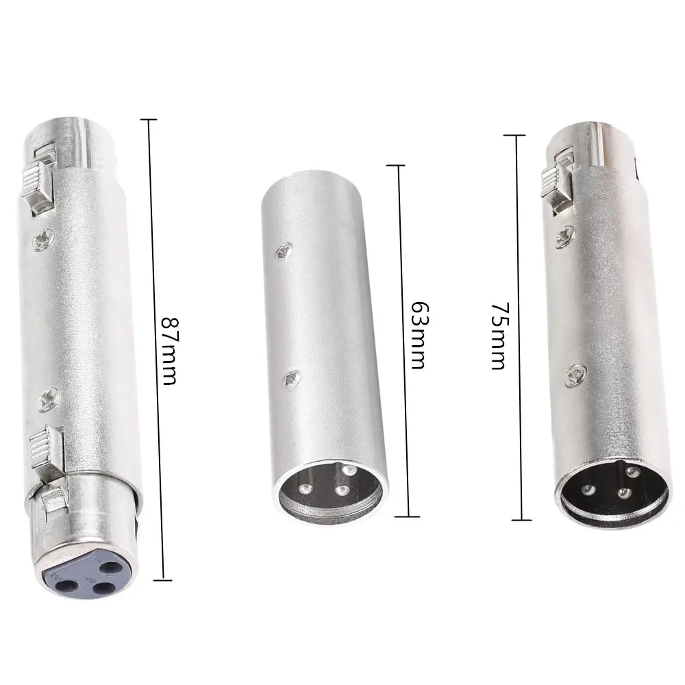 XLR 3 pines macho a macho, hembra a hembra, macho a hembra conector adaptador de audio XLR de 3 pines - imagen 2
