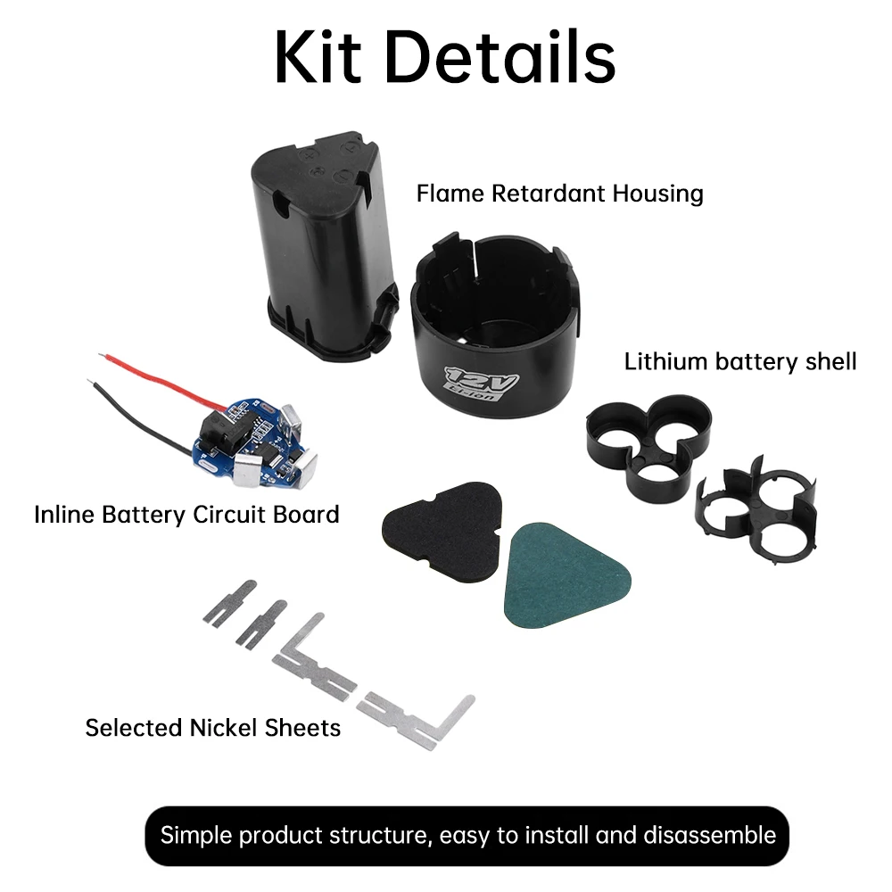 Kit de bricolaje de batería de herramientas eléctricas DC12V, taladro eléctrico, motosierra, caja de batería de litio enchufable directo, tablero de protección de carga 3S - imagen 5