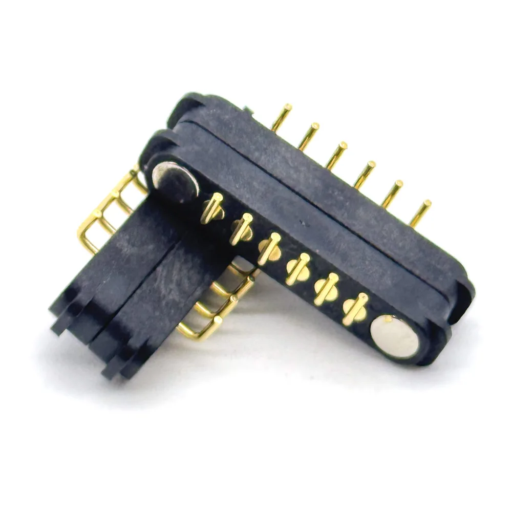 1 par de agujas dobladas DC 36V 1A conector Pin Pogo magnético impermeable 6 pines Pogopin macho hembra conector resorte toma de corriente CC - imagen 4