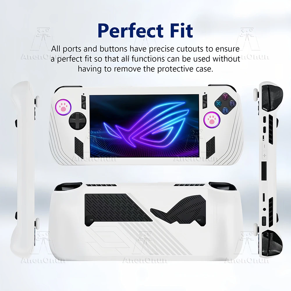 Funda de silicona ROG Ally X resistente a los arañazos, anticaída, antideslizante, duradera, protección integral, funda suave con 2 empuñaduras para el pulgar - imagen 4