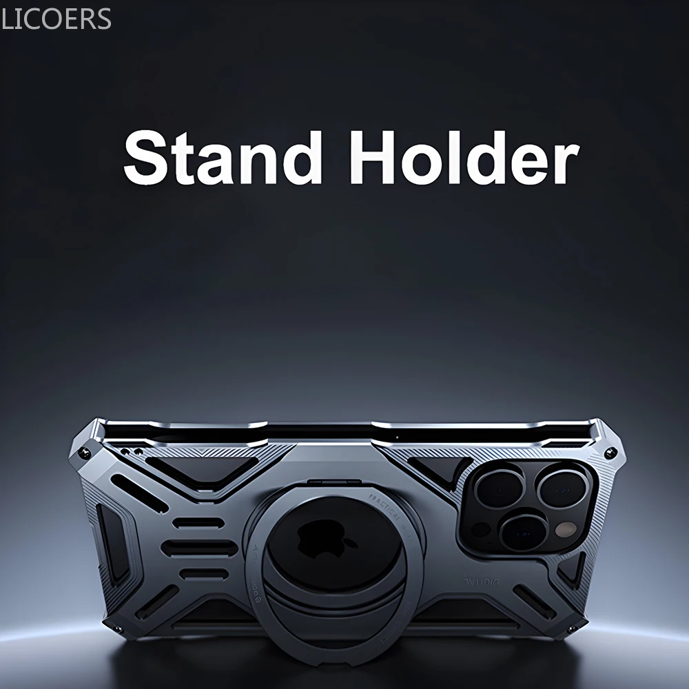 Funda de aleación de aluminio para iPhone 16, 15, 14, 13 Pro Max, soporte magnético para Magsafe, carcasa hueca sin bordes a prueba de golpes - imagen 5