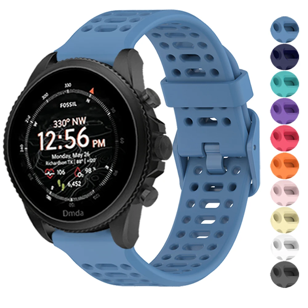 Correa deportiva de silicona de 20mm y 22mm para Fossil gen 6, 44mm Gen6 gen 5 5e/Gen5 LTE, pulsera de 45mm, correa de reloj transpirable de repuesto