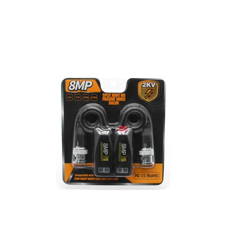 1 par 8MP Video Balun BNC Video Balun conector transmisión AHD/CVI/TVI/CVBS Coaxial analógico BNC a extensor de Cable de red - imagen 4