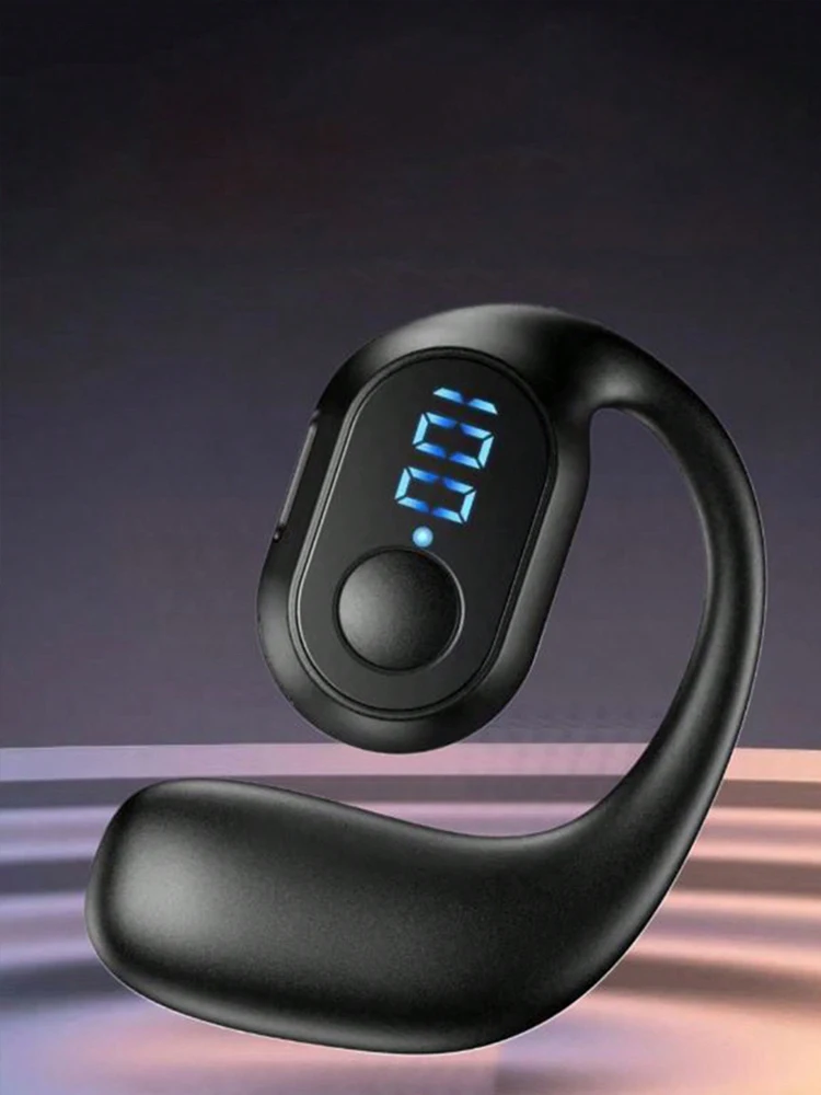 Auriculares inalámbricos intrauditivos, audífonos deportivos con pantalla digital monoaural, cancelación de ruido, batería de larga duración
