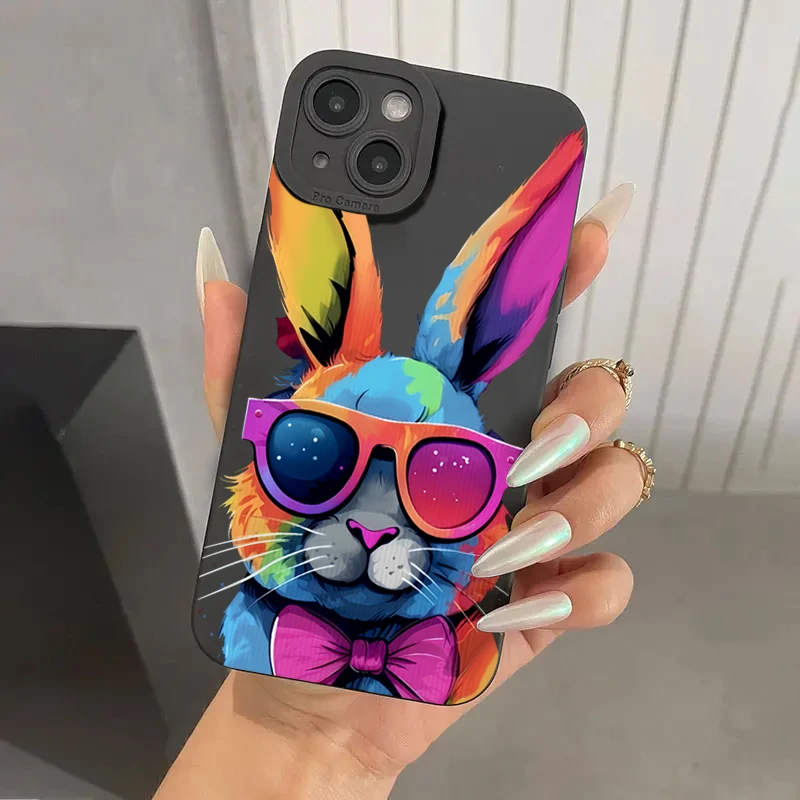 Funda de teléfono de silicona con bonito conejo colorido para Xiaomi Redmi Note 13 12 11 Pro Plus 13 12S 11S 11 10S 10 Redmi 12 4G 13C funda suave - imagen 2