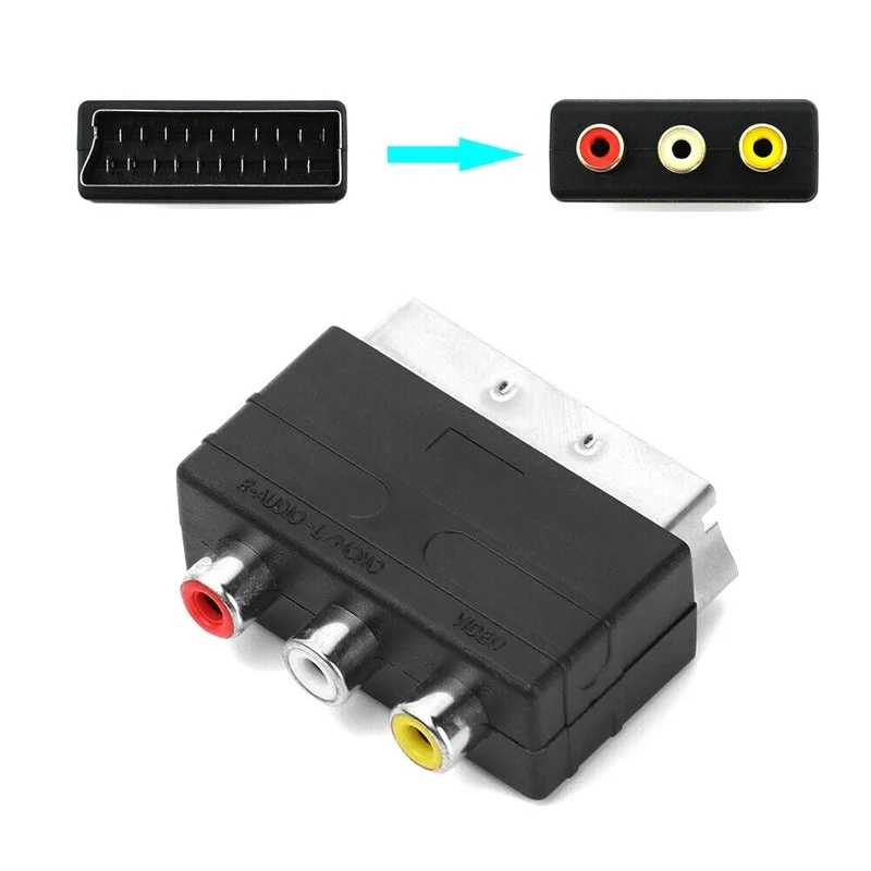 Conector Scart-3RCA negro niquelado