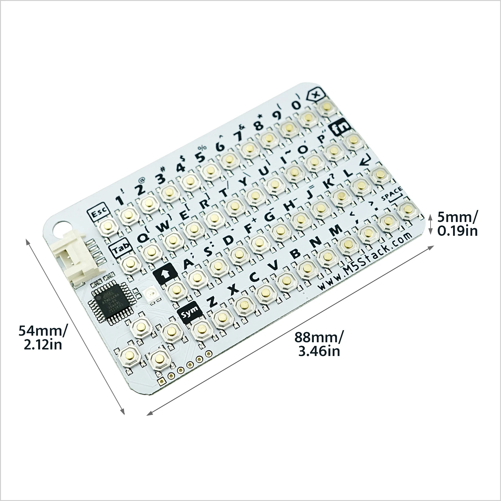 M5Stack Oficial CardKB v1.1 Mini Unidad de teclado QWERTY de 50 teclas con MCU ATMega8A, I2C, LED RGB, programable para UIFlow (MEGA8A) - imagen 4