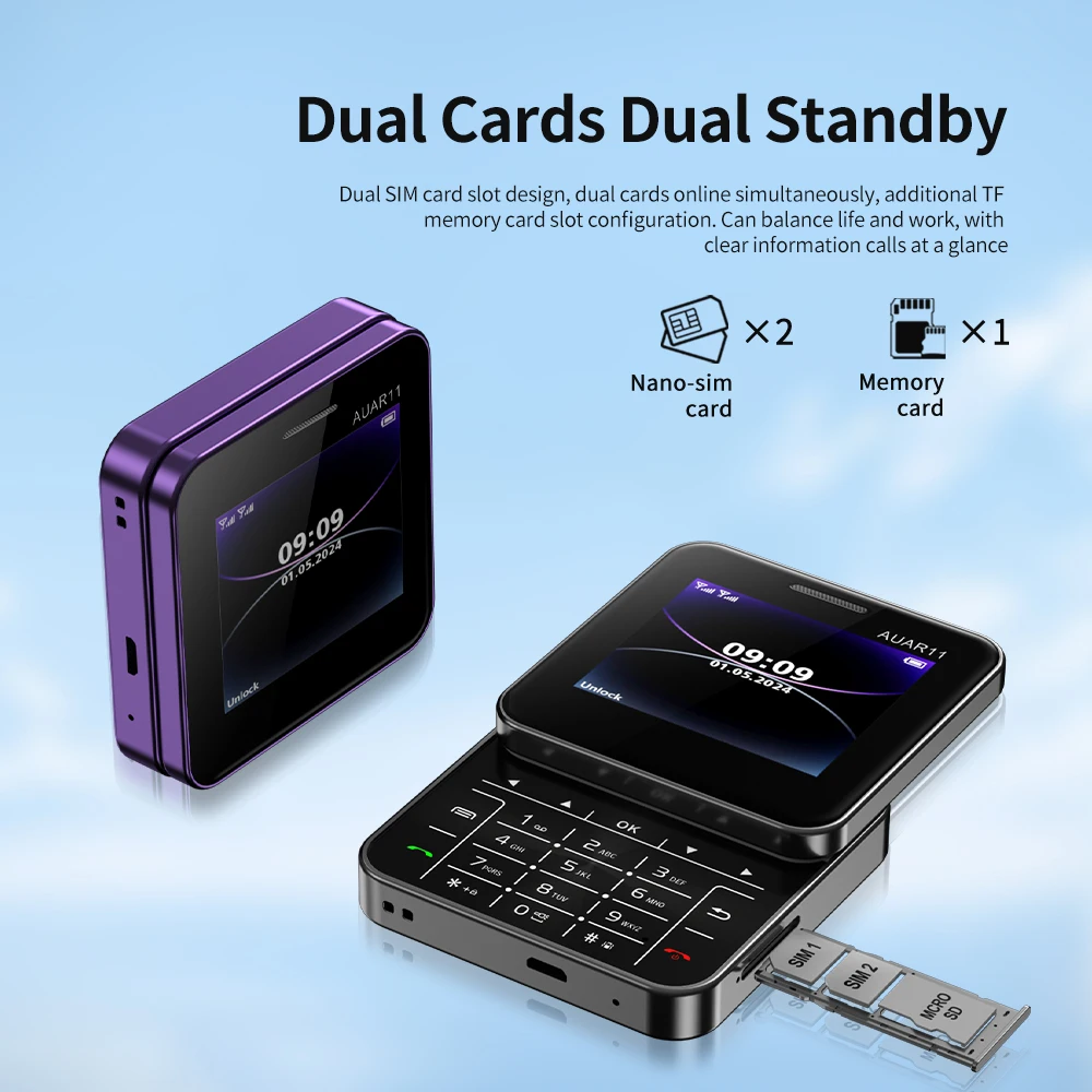 SERVO AUAR11 Pantalla giratoria Teléfono móvil Doble SIM En espera Voz mágica Radio FM MP4 Velocidad Dial 90 ° Mini teléfonos móviles con pantalla deslizante - imagen 3